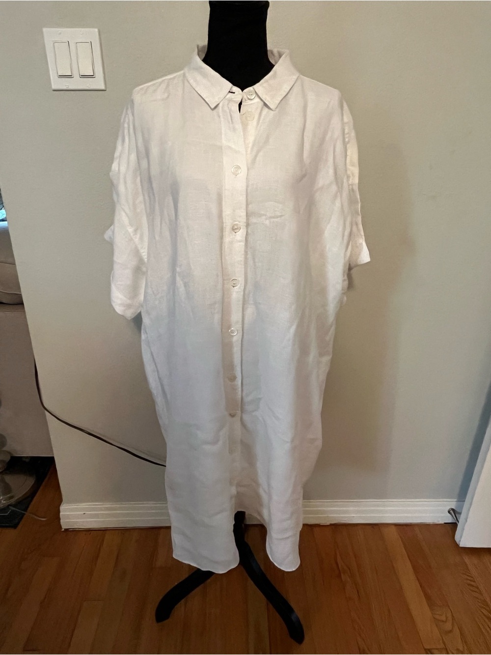 Jcrew Women's White 100% Linen Button Down Shirt Dress Size 2X